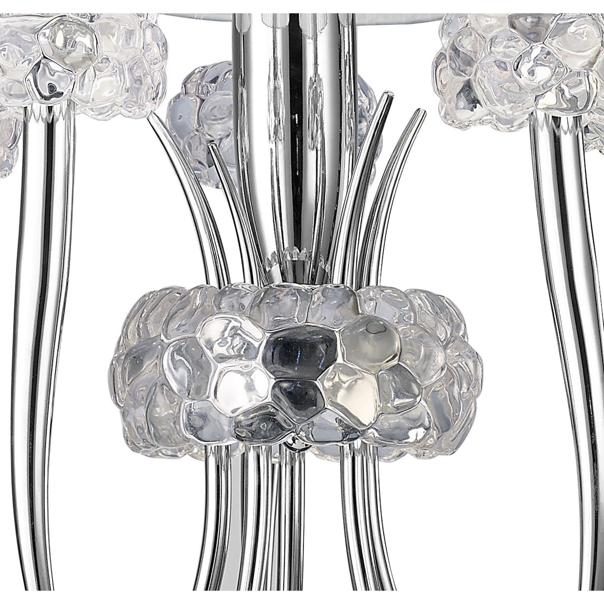 Loewe Slim 5 Light Chandelier - Polished Chrome With White Shades