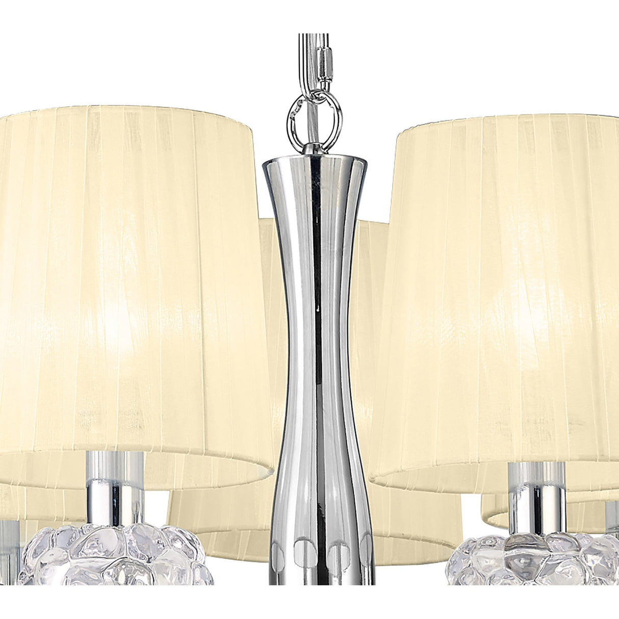 Loewe Slim 5 Light Chandelier - Polished Chrome With Cream Shades