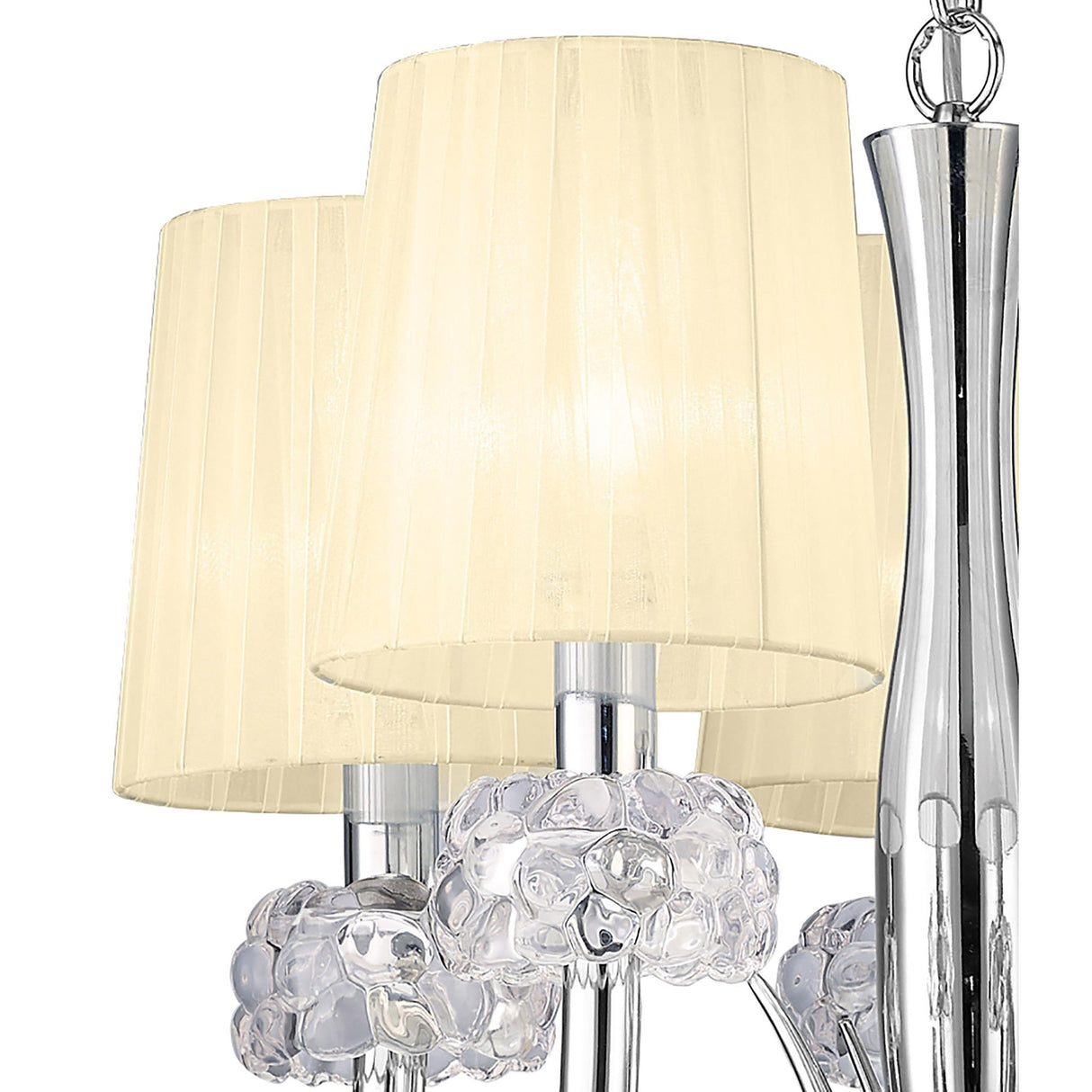 Loewe Slim 5 Light Chandelier - Polished Chrome With Cream Shades