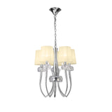 Loewe Slim 5 Light Chandelier - Polished Chrome With Cream Shades