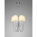 Loewe Slim 5 Light Chandelier - Polished Chrome With Cream Shades