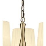 Loewe 50cm 3 Light Chandelier - Antique Brass With Cream Shades