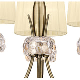 Loewe 50cm 3 Light Chandelier - Antique Brass With Cream Shades