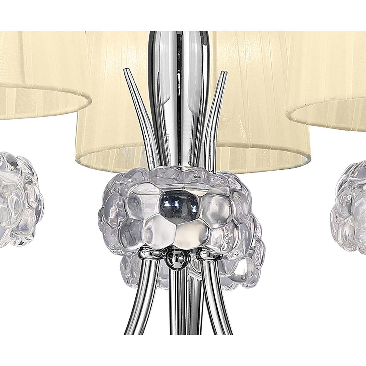 Loewe 3 Light Chandelier - Polished Chrome With Cream Shades