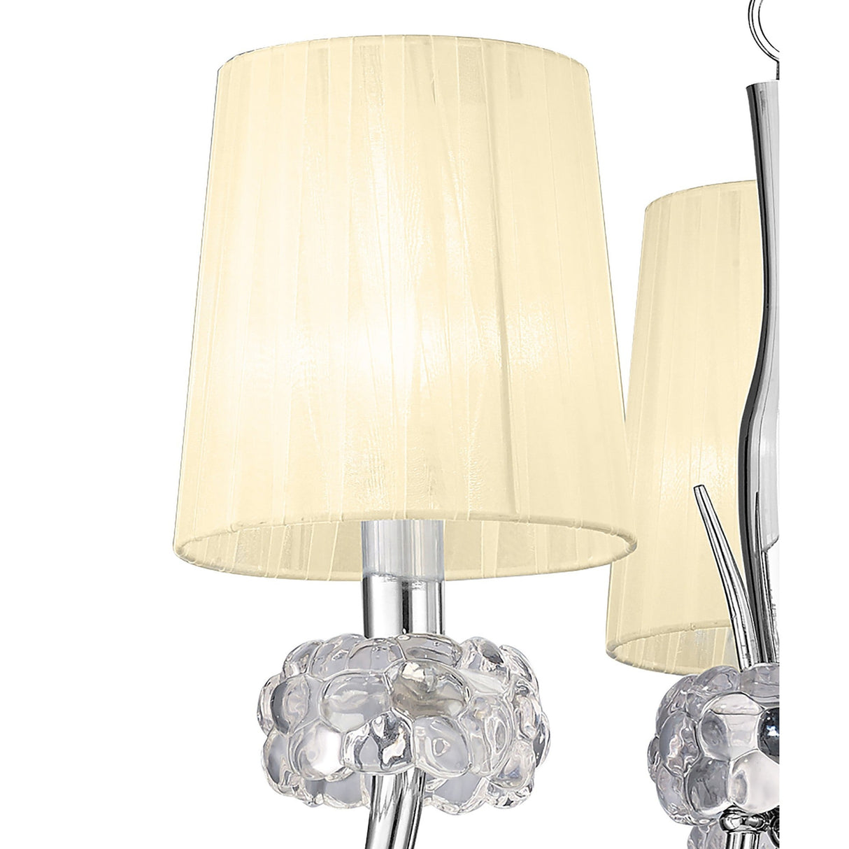 Loewe 3 Light Chandelier - Polished Chrome With Cream Shades