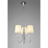 Loewe 3 Light Chandelier - Polished Chrome With Cream Shades