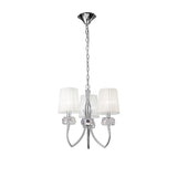 Loewe 3 Light Chandelier - Polished Chrome With White Shades
