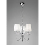 Loewe 3 Light Chandelier - Polished Chrome With White Shades