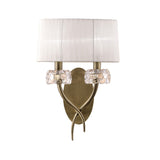 Loewe 2 Light Wall Light With Switch - Brass With White Shade