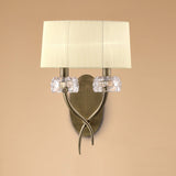 Loewe 2 Light Wall Light With Switch - Brass With Cream Shade