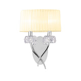 Loewe 2 Light Wall Light With Switch - Chrome With Cream Shade