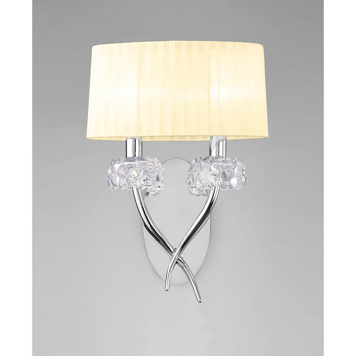 Loewe 2 Light Wall Light With Switch - Chrome With Cream Shade