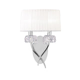 Loewe 2 Light Wall Light With Switch - Chrome With White Shade