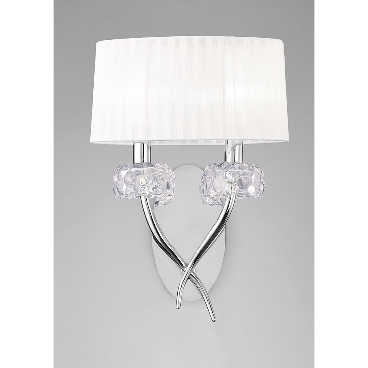 Loewe 2 Light Wall Light With Switch - Chrome With White Shade