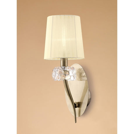 Loewe 1 Light Wall Light With Switch - Brass With Cream Shade