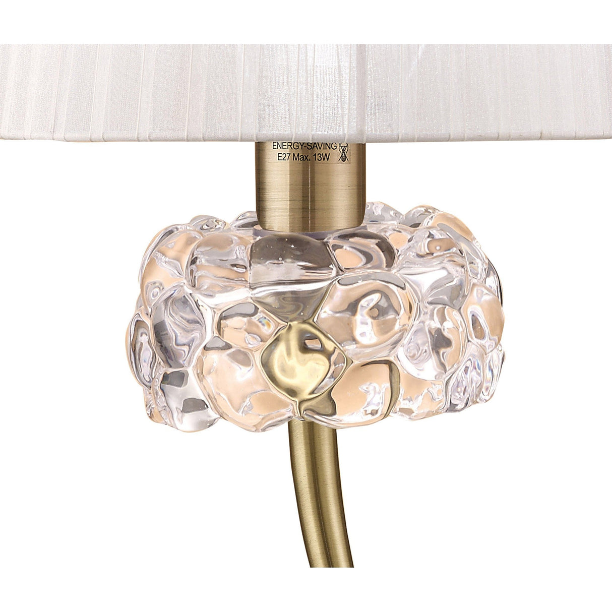 Loewe Large 1 Light Table Lamp - Antique Brass With White Shade