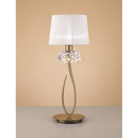 Loewe Large 1 Light Table Lamp - Antique Brass With White Shade