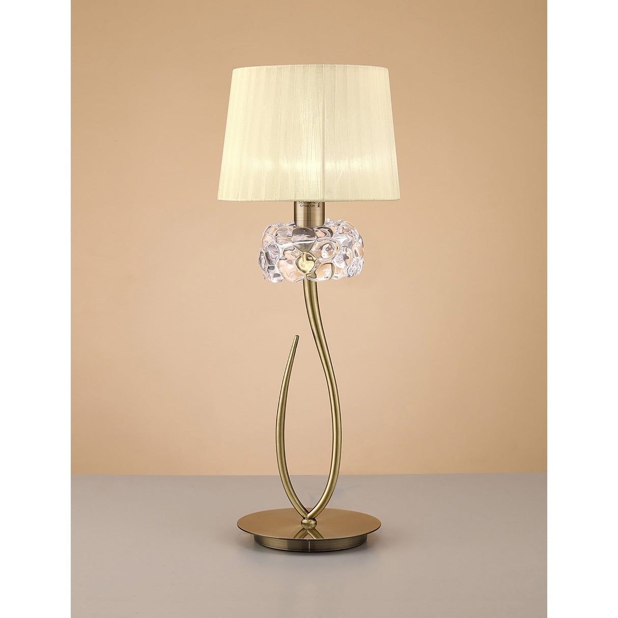 Loewe Large 1 Light Table Lamp - Antique Brass With Cream Shade