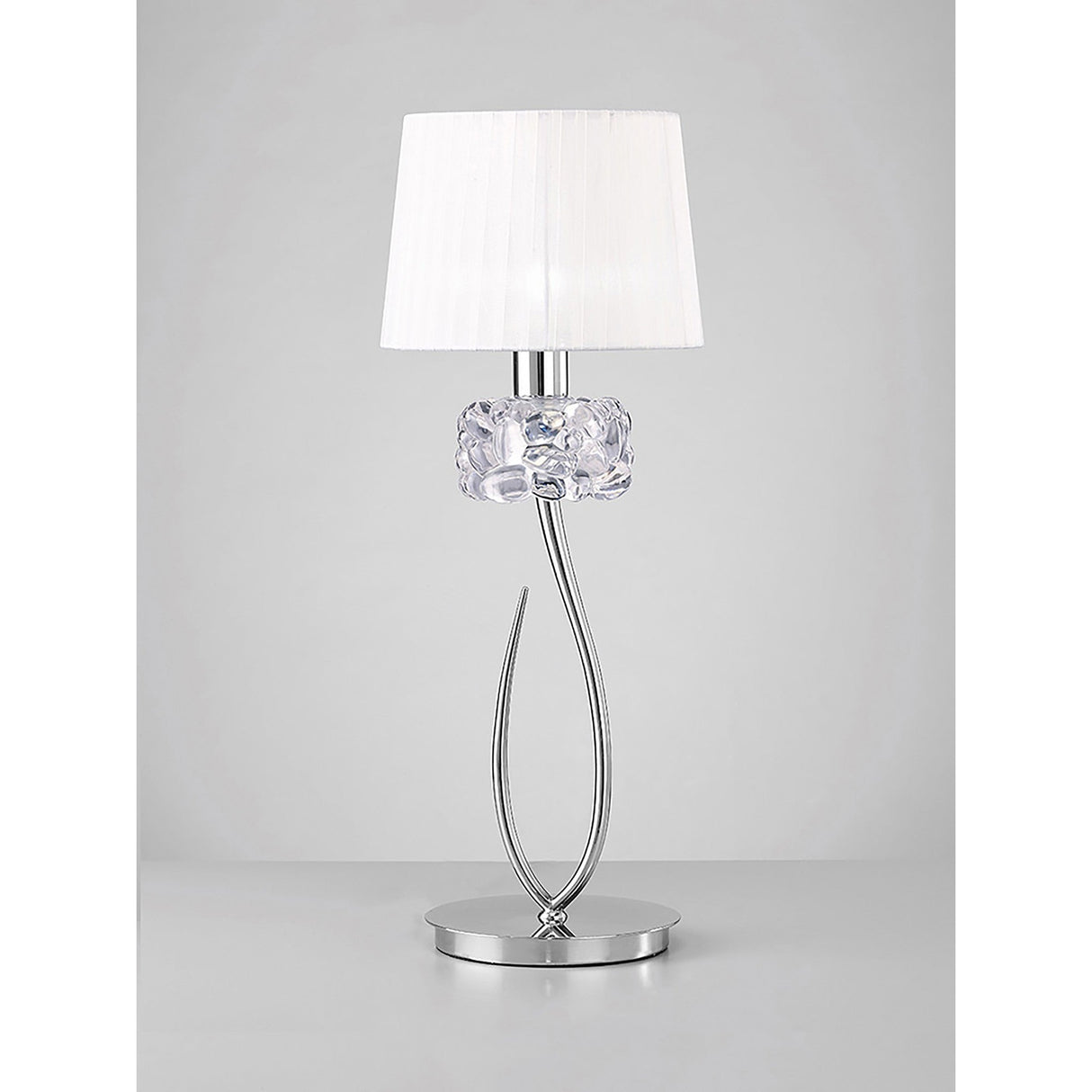 Loewe Large 1 Light Table Lamp - Polished Chrome With White Shade