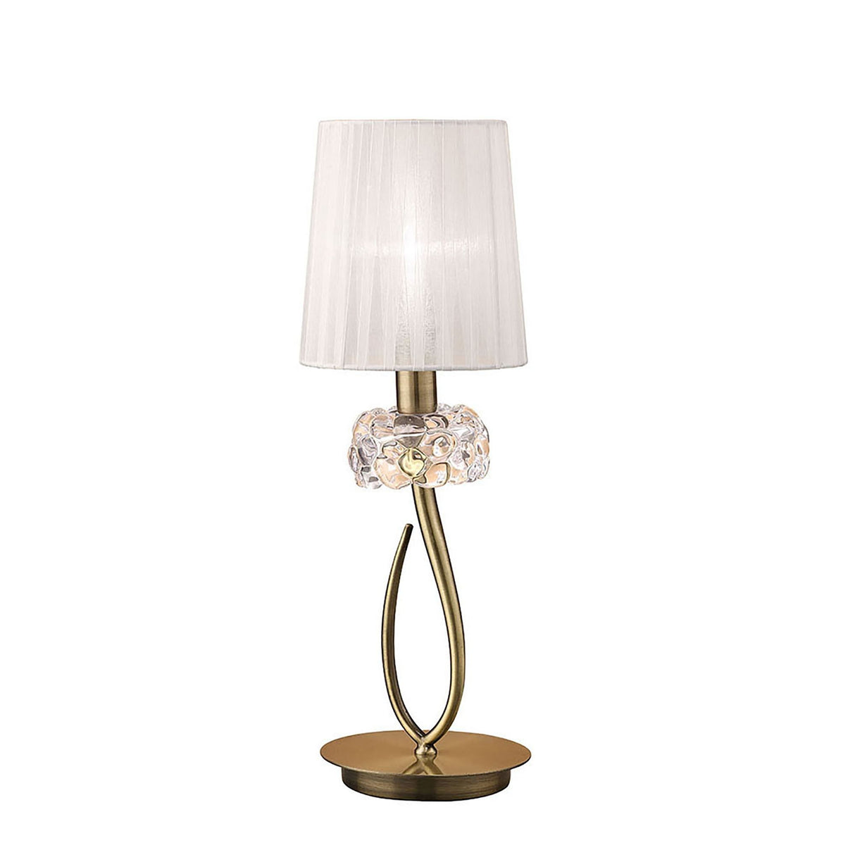 Loewe Small 1 Light Table Lamp - Antique Brass With White Shade