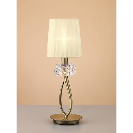 Loewe Small 1 Light Table Lamp - Antique Brass With Cream Shade