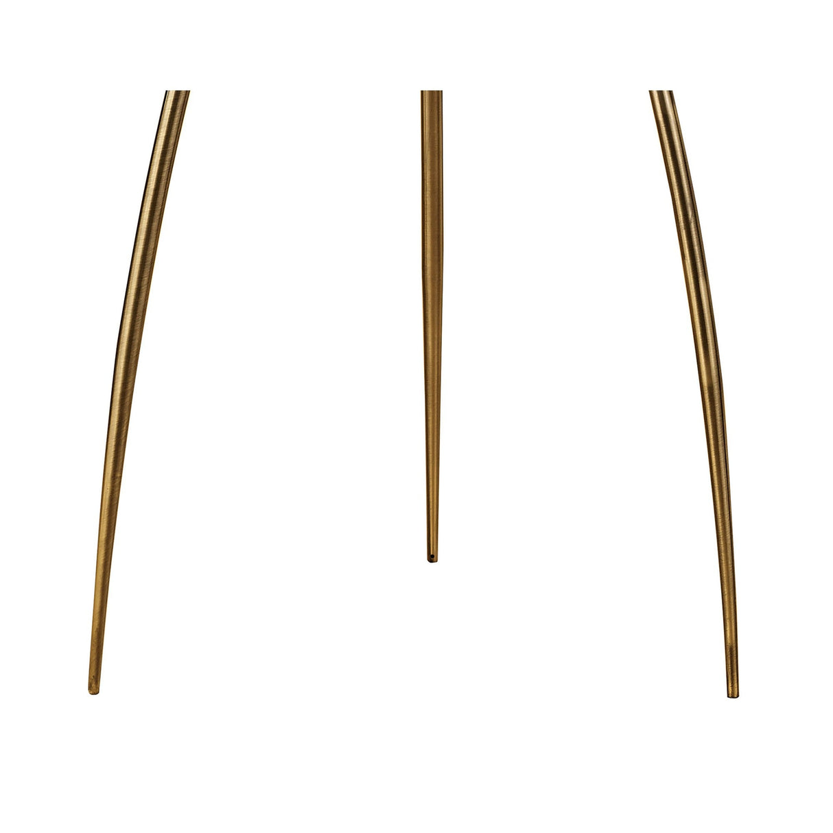 The Loewe 3 Light Floor Lamp features three slender, gold-colored brass legs with a soft bronze shade, displayed against a plain white background.