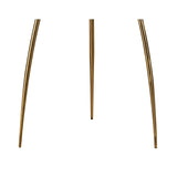 The Loewe 3 Light Floor Lamp features three slender, gold-colored brass legs with a soft bronze shade, displayed against a plain white background.
