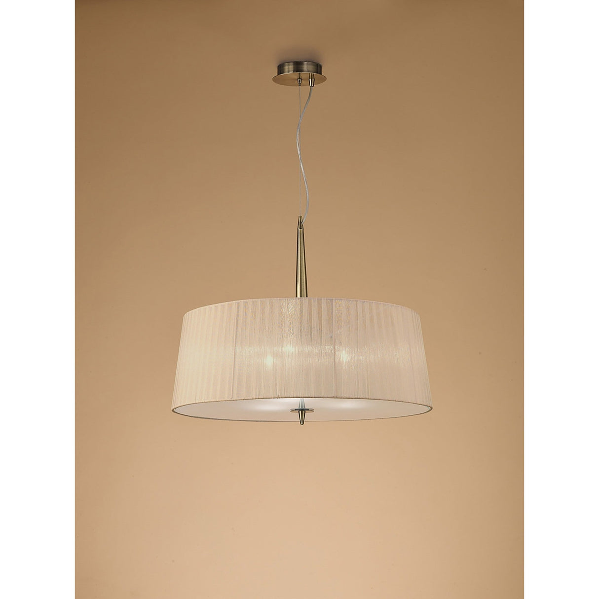 Loewe 3 Light Pendant Light – Antique Brass With Soft Bronze Shade