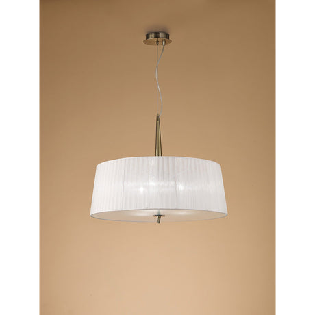 Loewe 3 Light Pendant Light – Antique Brass With White Shade