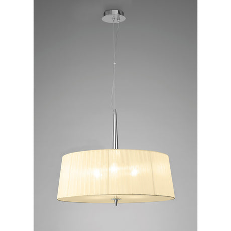 Loewe 3 Light Pendant Light – Polished Chrome With Cream Shade
