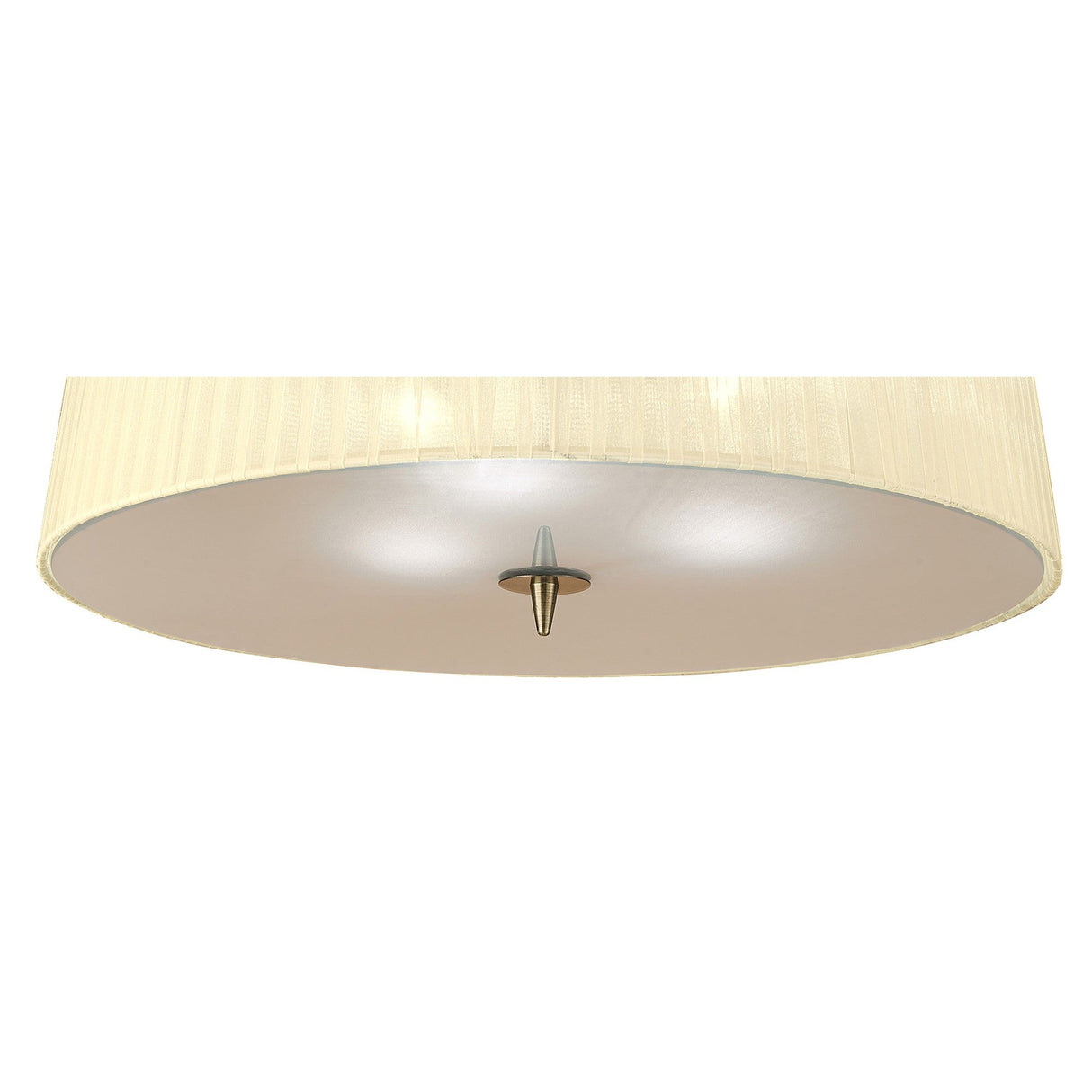 Loewe 3 Light Flush Ceiling Light - Antique Brass With Cream Shade