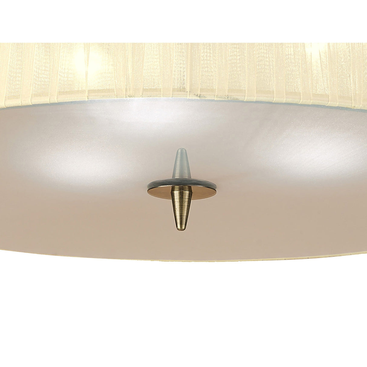 Loewe 3 Light Flush Ceiling Light - Antique Brass With Cream Shade