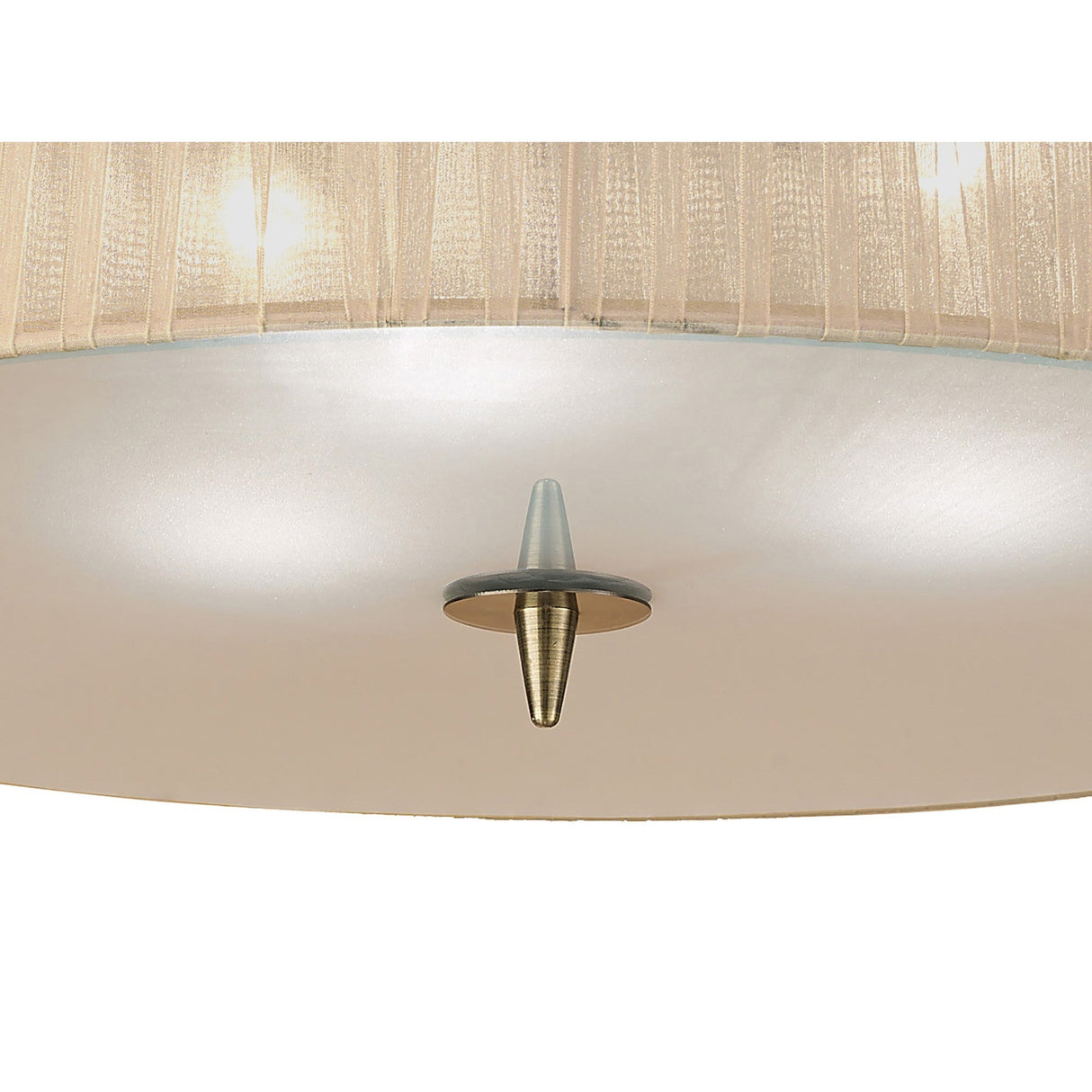 Loewe 3 Light Flush Ceiling Light - Antique Brass With Soft Bronze Shade