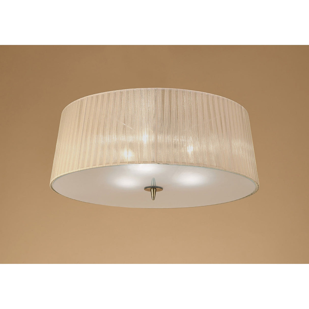 Loewe 3 Light Flush Ceiling Light - Antique Brass With Soft Bronze Shade