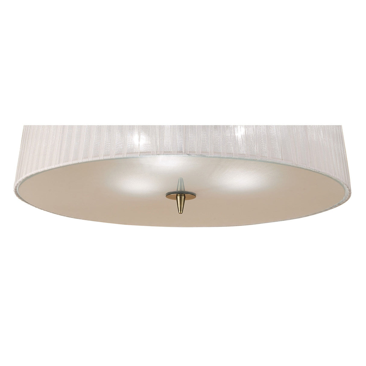 Loewe 3 Light Flush Ceiling Light - Antique Brass With White Shade