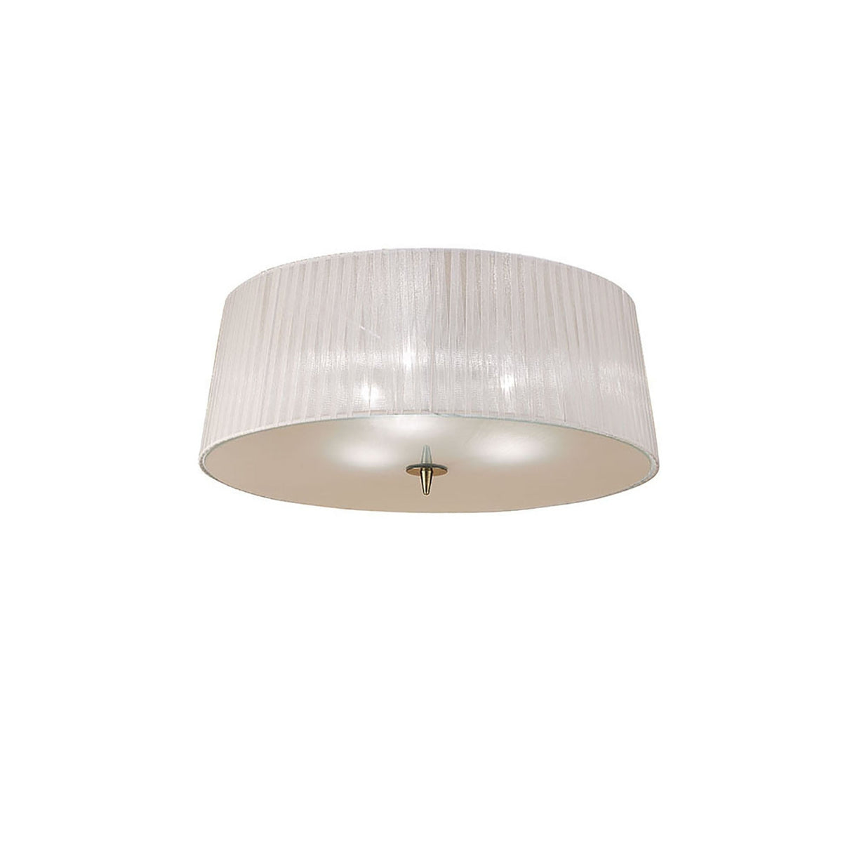 Loewe 3 Light Flush Ceiling Light - Antique Brass With White Shade