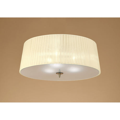 Loewe 3 Light Flush Ceiling Light - Antique Brass With Cream Shade