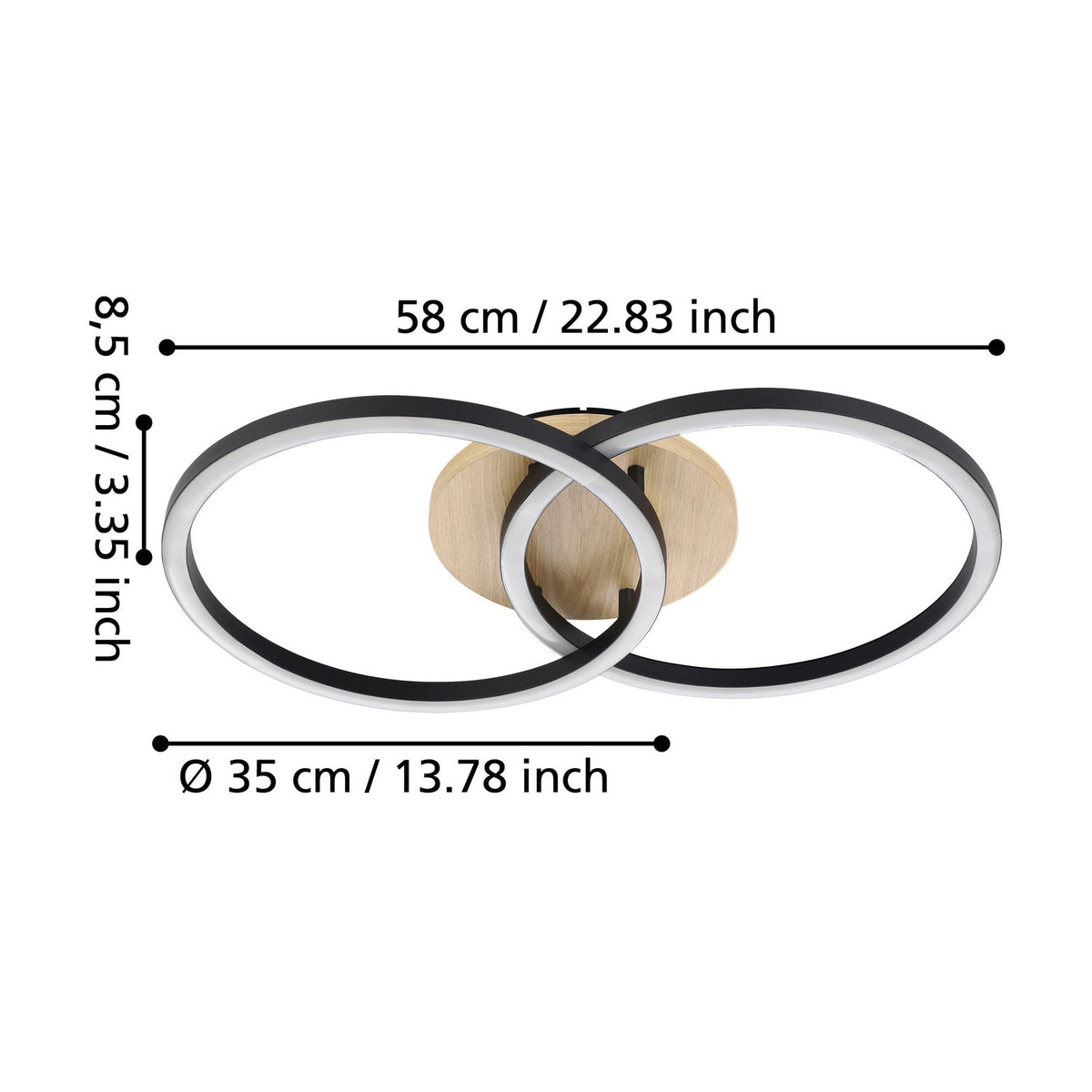 Lomaltas Smart LED Flush Ceiling Light 99676 - Black & Brown