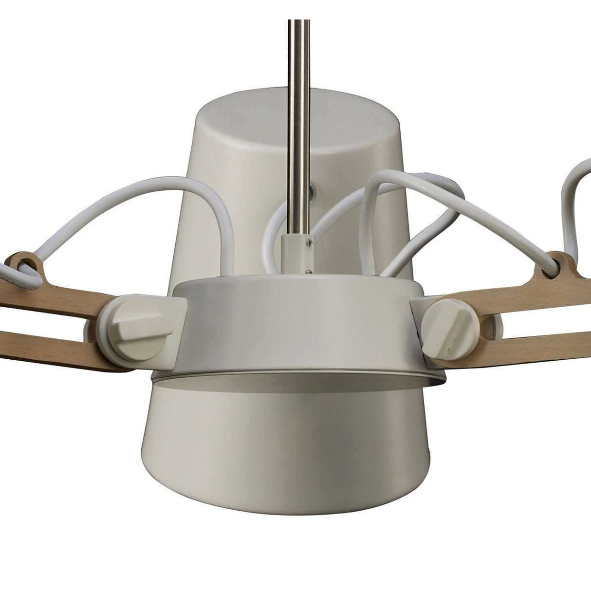 Looker 66cm 3 Light Chandelier - Matt White & Beech