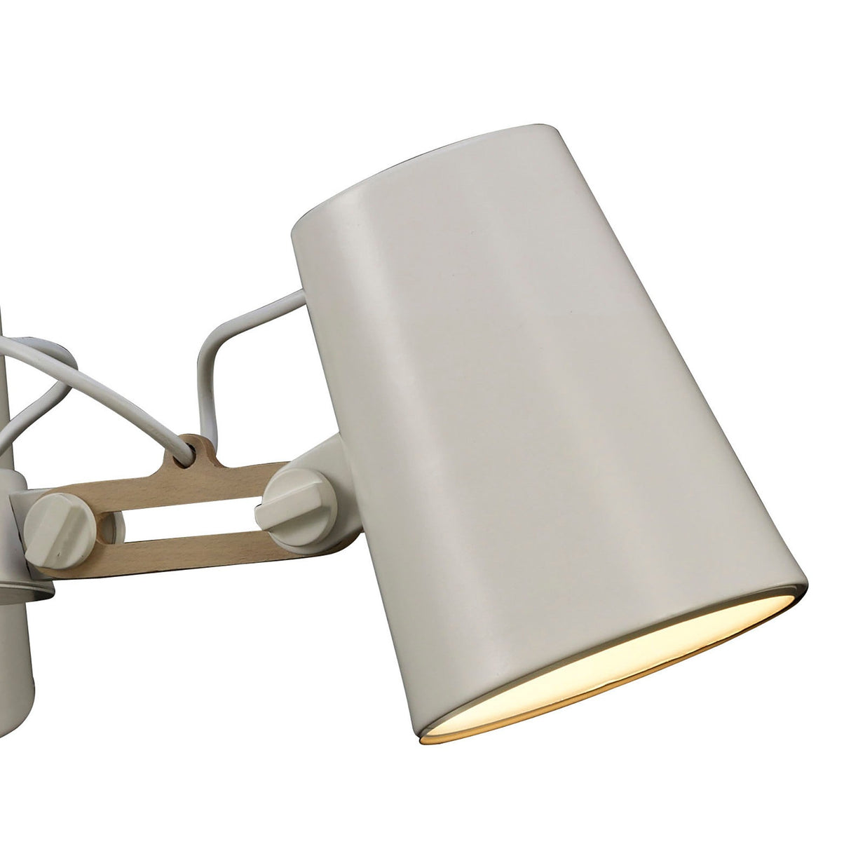 Looker 66cm 3 Light Chandelier - Matt White & Beech