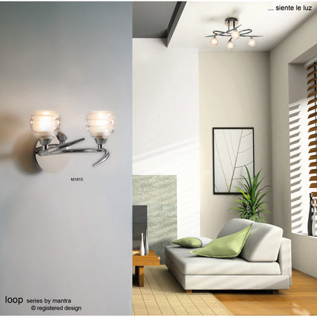 Loop 2 Light Wall Light - Satin Nickel