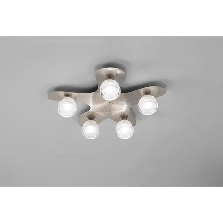 Loop 5 Light Flush Ceiling Light - Satin Nickel