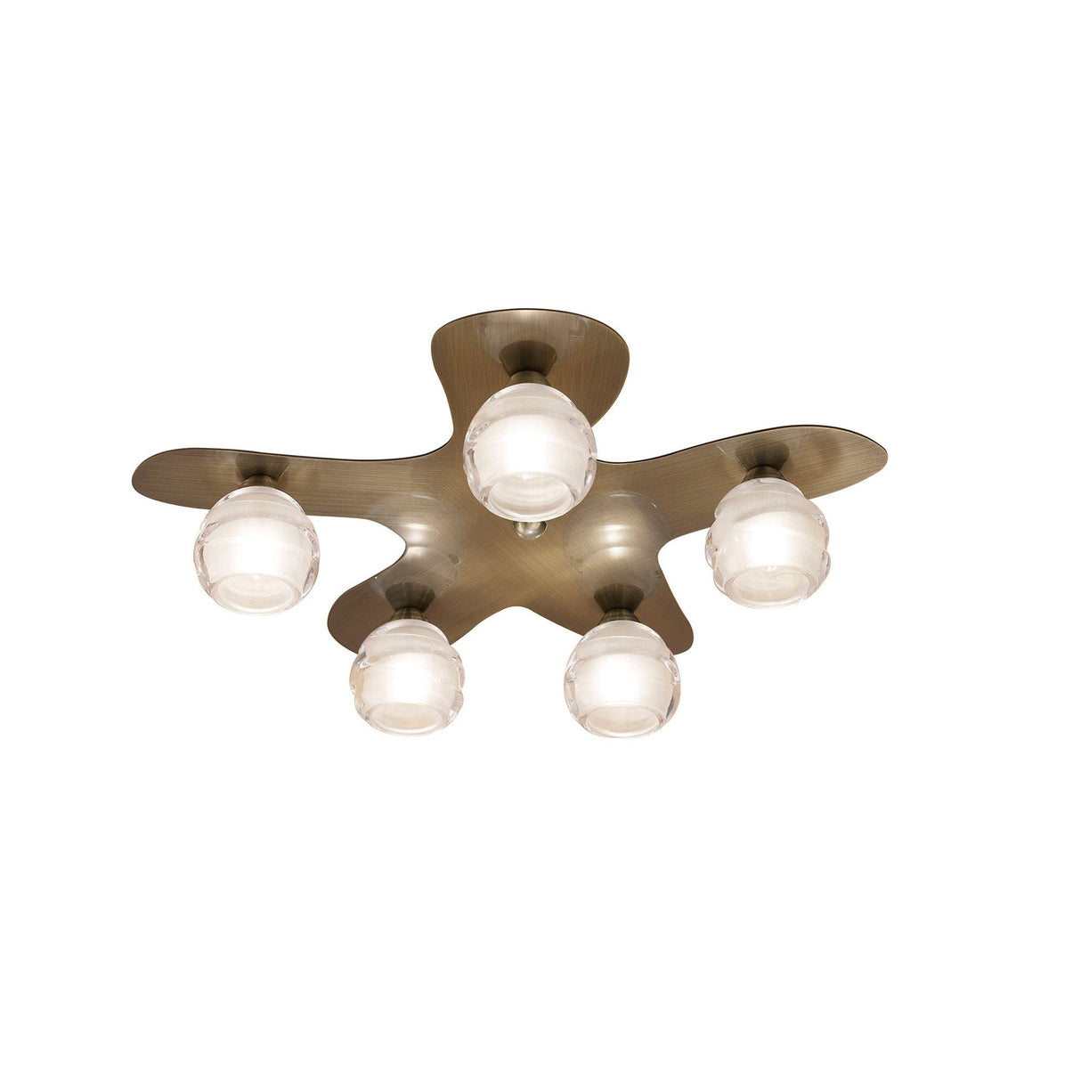 Loop 5 Light Flush Ceiling Light - Antique Brass