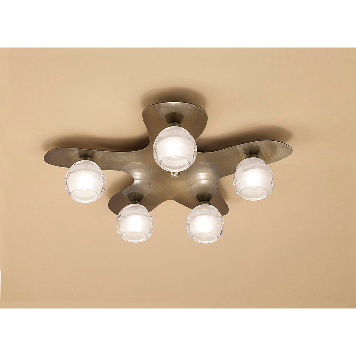 Loop 5 Light Flush Ceiling Light - Antique Brass