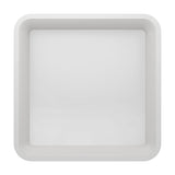 Loretello Smart LED Flush Ceiling Light, 35 x 35cm, square white steel frame with rounded corners and recessed white plastic diffuser, shown from above on a plain white background.
