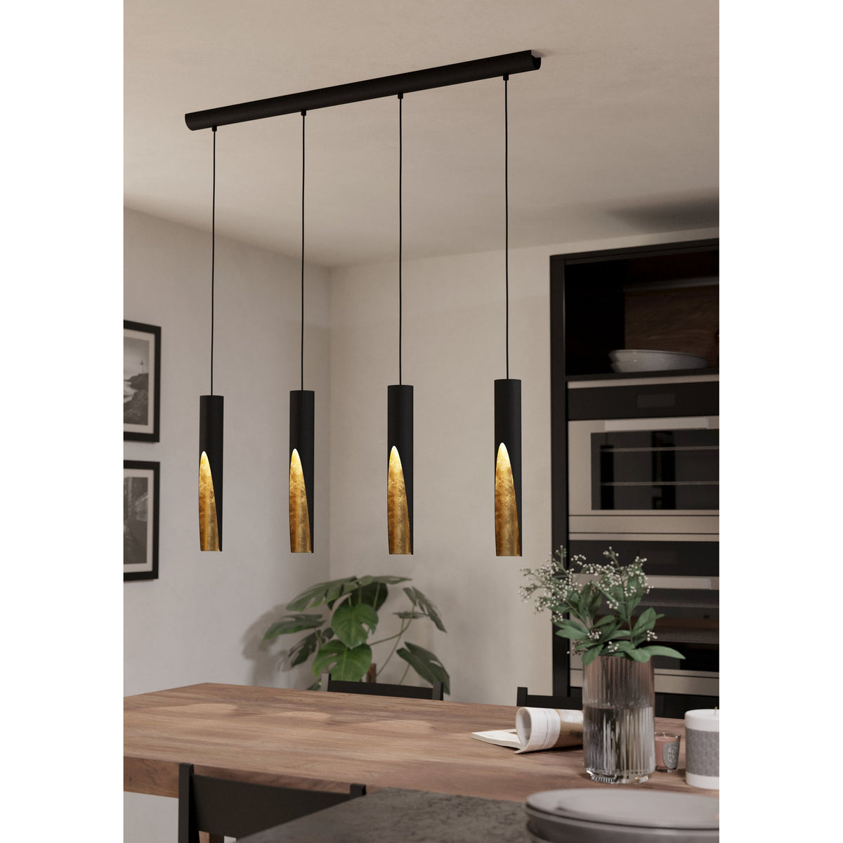 Losessa Linear Pendant Light - Black & Gold