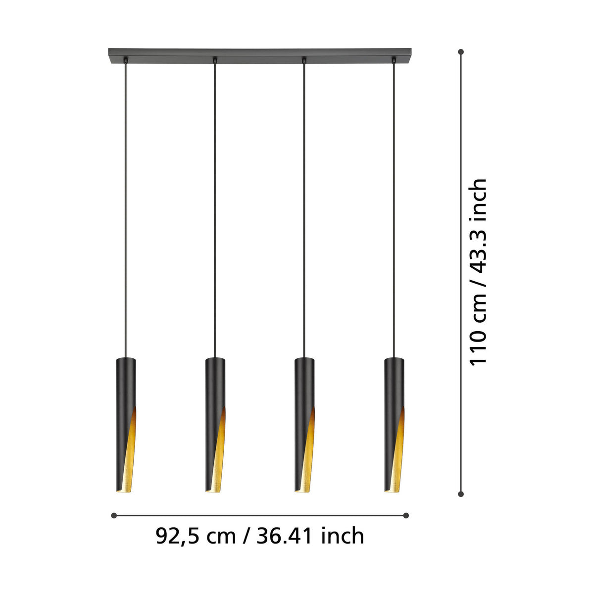 Losessa Linear Pendant Light - Black & Gold