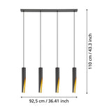 Losessa Linear Pendant Light - Black & Gold