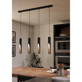Losessa Linear Pendant Light - Black & Wood