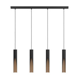 Losessa Linear Pendant Light - Black & Wood